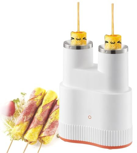 Electric Double Egg Roll Maker, 6 Min Automatic Egg Boiler with Nonstick Liner, High Temperature Automatic Power Off, Mini Sausage & Hot Dog Roll Cooker with Cleaning Brush, for Quick Home Meals