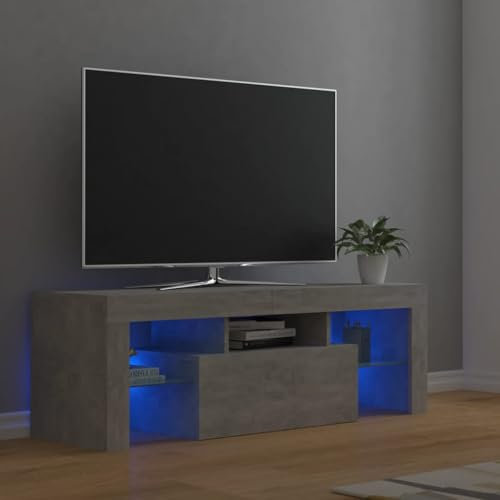 CINDERFUL TV-Schrank mit LED-Beleuchtung Betongrau 120x35x40 cm,Moderner TVSchrank in Betonoptik mit LEDBeleuchtung für EIN stilvolles Wohnzimmer TV-Möbel, TV-Bänke