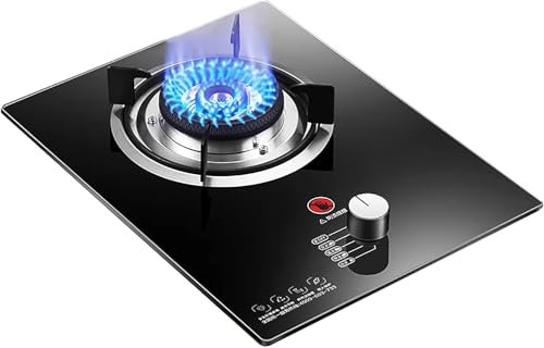 Cuisinière à gaz Cuisinière à gaz Plaque de cuisson à gaz intégrée Cuisinière à gaz de cuisine domestique en verre noir de 33 cm ， avec brûleurs de 5,2 kW et protection contre les pannes de flammeTabl