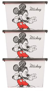 Disney Mickey Mouse Kids Storage Boxes 7L – Officially Licensed, BPA-Free Plastic, Lightweight & Stackable Toy Storage Box with Click Lock Lid –Ideal for Organising Toys, Books and Clothes (Pack of 3)