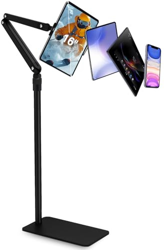 Tablet Bodenhalterung für ipad,Tragbarer Monitor Bodenständer für 15.6'',16'',Overhead Bett Tablet Mount Stand Halterung,Kompatibel mit 4.7''-16'' iPhone iPad Pro Air Mini,Samsung Tab,Surface Pro,Bild