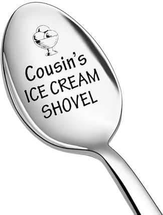 Funny Cousin Spoon Gift for Girls Boys Cousin Birthday Gifts for Cousins Little Big Cousins Gift for Women Men Ice Cream Lover Gifts for Cousin's Ice Cream Shovel Spoon Presents