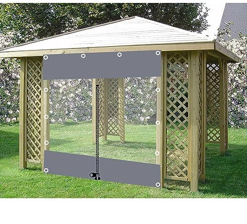 Waterproof Transparent Tarpaulin Outdoor Curtains Clear PVC Gazebo Side Panels with Zipper HeavyDuty Tarp for Pergola Carport Porch4.8x2.2m (15.7x7.2ft)