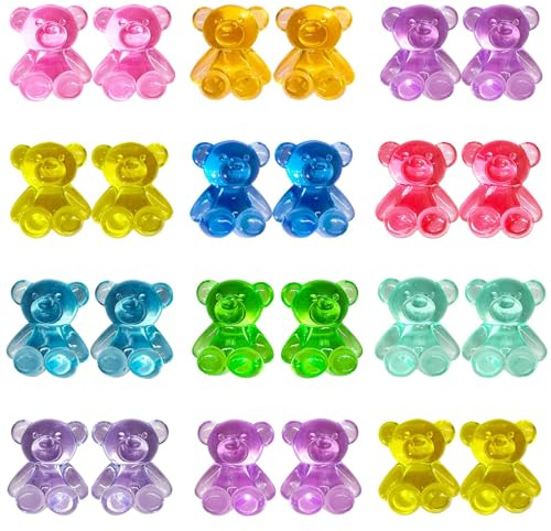 IHLOOTD 100 Stück Kleine Bären Figuren, Mini Bären Harz Deko, Bunte Kleine Tierfiguren, Miniatur Tiere Figuren, DIY Miniatur Landschaft, Puppenhaus, Basteln, Garten Dekorationen - Zufällige Farben