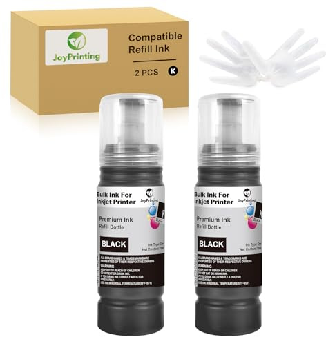 JoyPrinting EP-104 Tinte Schwarz Kompatibel für EP-104 Druckerpatronen Nachfülltinte Multipack für Epson Ecotank ET-1810 ET-2710 ET‑2711 ET-2712 ET-2714 ET-2811 ET-2812 ET-2814 ET-2815 2826, 2X 70ml