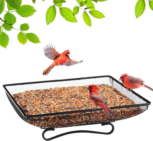 Rrlihjgu Wild Bird Feeders | Ground Feeder Tray for Flybirds,Square Wire Mesh Tray for Food Container & Bowl to Attract Squirrels Crows Jays
