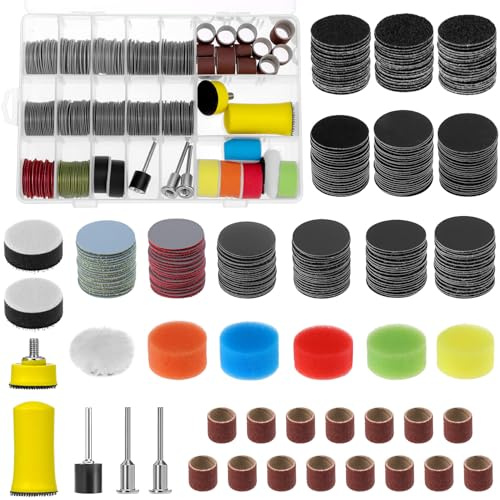 QWORK® 268 pezzi 25 mm dischi abrasivi a umido e a secco e set di levigatrice a tamburo, grana 60-10000, kit di levigatura e lucidatura per utensili rotanti e attacco per trapano
