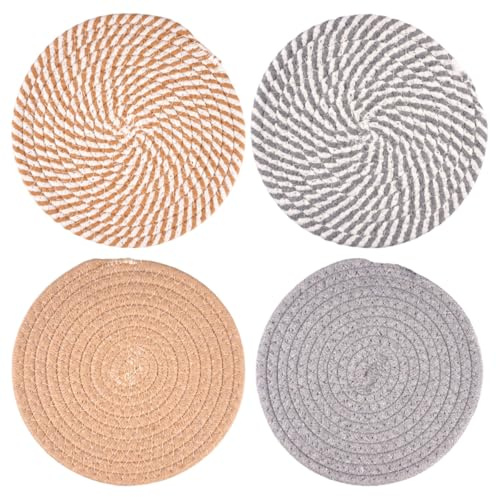 TANGJJY Juego de 4 salvamanteles para ollas, posavasos de algodón para tejer, soporte para olla caliente para ollas de cocina, sartenes y platos (4 colores)