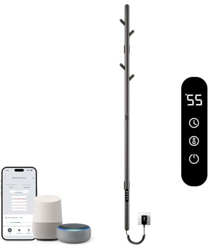 Termoarredo Elettrico Bagno, Scalda Salviette da Bagno Elettrico WiFi Grigio, 95W, 1500x112mm, Termosifoni Moderni, per Alexa e Google Home e APP, Risparmio Energetico, Impermeabile IPX5-G01 WiFi Gray