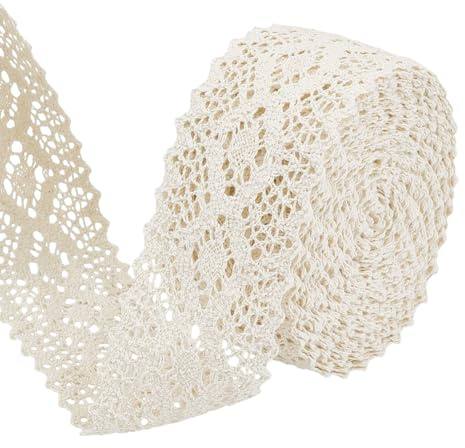 BENECREAT Nastro di Pizzo Beige Da 11 m, Pizzo di Cotone All'Uncinetto Largo 65mm per Lavori Artigianali, Incartamento di Regalo, Decorazione di Nozze, Scrapbooking
