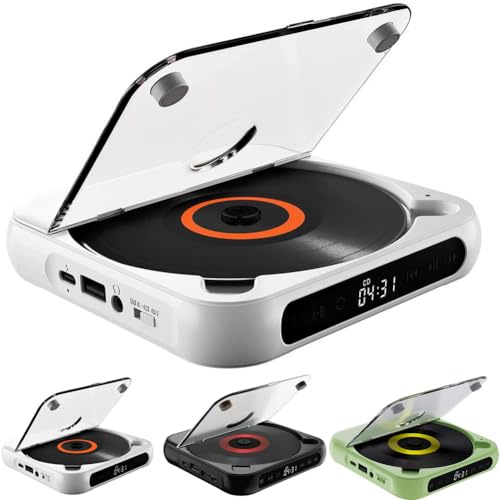 Lettore CD portatile con Bluetooth 5.3, lettore CD ricaricabile per casa, auto, viaggio, audio Hi-Fi, supporta CD/CD-R/CD-RW/MP3, lettore musicale compatto e leggero (bianco)