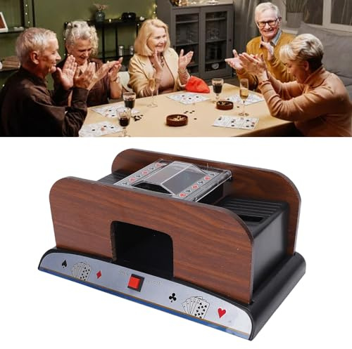 ZJchao Automatische Kartenschluffler, Elektrische Ruhige Hölzerne Mischungsmaschine für Home Party Games Blackjack Poker Casino Nächte Batterieantrieb Langlebiger Verbundholz