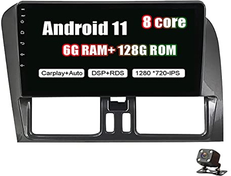 QKPFCVG Android 11 Car Stereo Navigation Autoradio GPS Radio For Volvo XC60 2008-2013 with 9 Touchscreen Headunit +Backup Camera Support DVR DAB+ OBD2 WiFi Bluetooth FM RDS Radio Multimedia Player