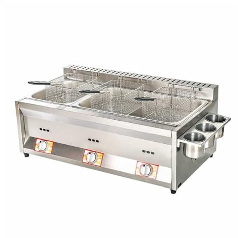Friggitrice Professionale con Cestello, Elettrica for Ristorante o Uso Domestico, da Banco in Acciaio Inossidabile di Grande Capacità Staccabile Sicurezza Facile Da Pulire