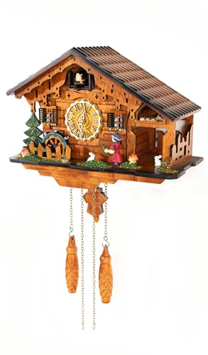 Cuckoopro Cuckoo Clock, Black Forest Style Wooden Pendulum Quartz Wall Clock, Volume Control, Night Silent, Gift Package, Professional Service