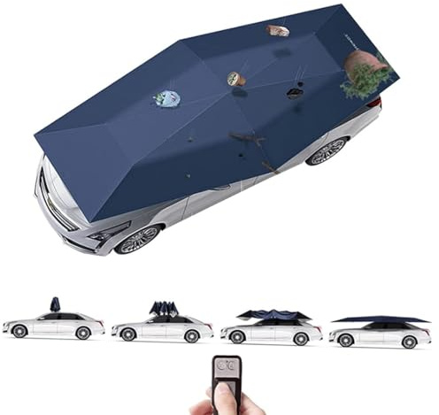 Cashwise Toldo automático para Coche, toldo Plegable con Cuerdas Ajustables, toldo móvil para Coche con Ventosa y Control Remoto. Blue-4.2m