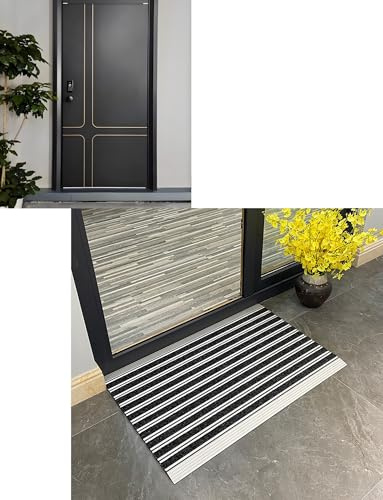 Fußmatte aus Aluminiumlegierung for den Villeneingang, robuste, aufrollbare Schmutzfangmatte, leicht zu reinigender und zu verstauender Outdoor-Teppich for Terrasse(Black,3.3x3.3ft)