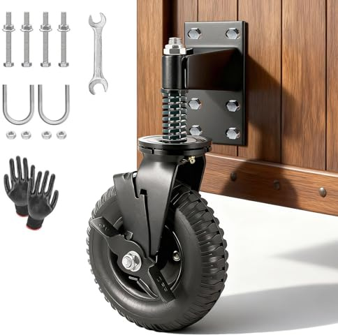 Torrolle Federbelastete, 200mm Torrollen Gefedert für Gartentor 275kg Tragend Torrolle Federbelastung Torrollen mit Bremse 360° Drehbar Stützräder für Tore Schwingtor Metalltore Zäune Holztore
