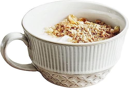 EUXHTYWP Ciotole for zuppa con manici, tazza da caffè in ceramica 500 ml, ciotola profonda for cereali - blu 15x12,5x7 cm, 17 oz