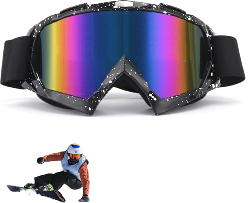 Dwitkul Gafas de Motocross,Gafas de snowboard,Gafas Moto de Agua- UV400 Antivaho, Antiviento/Antipolvo, Con Espejo- para Motocross, Snowboard, Esquí | Multi-deporte: ATV, Dirt Bike, Escalada.(Negro)