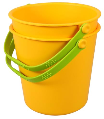 Homoyoyo 2pcs Yellow Sand Buckets with Handles, Small Outdoor Beach Pail Water Bucket for Seaside and Sandbox Fun Random Color Handle