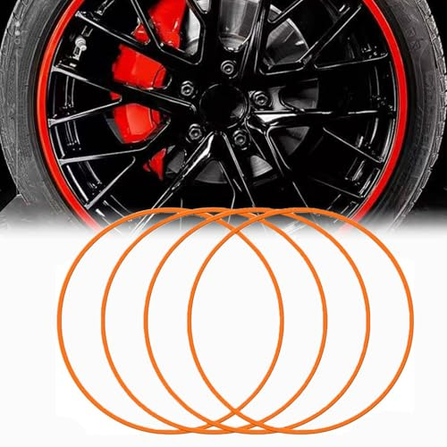 Protector De Llanta De 15-22 Pulgadas – Adhesivo De Alta Adherencia, Aleación De Aluminio,Tira Protectora De 1 Cm De Ancho, Paquete De 4 Protectores De Llanta De Aleación, 17in,Orange