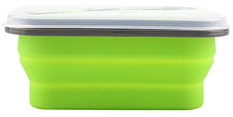Zerodis Contenitore per alimenti in silicone ecologico 600 ml, contenitore per il pranzo per alimenti retrattile piatto pieghevole da campeggio (verde)