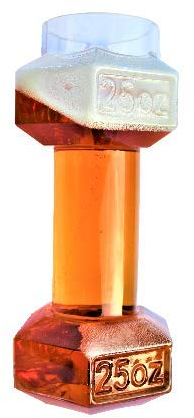 Dumbbell beer glasses, shipped in robust packaging with 25OZ molded on side, each glass holds 25 ounces of beer; a funny present for both men and women (1, Not personalized)