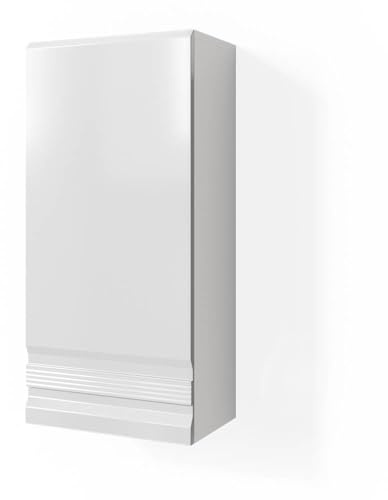 Vicco Badschrank Fredd, Weiß Hochglanz, 36.4 x 77 cm | wandhängend mit zwei variablen Einlegeböden