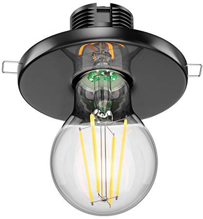 ledscom.de E27 Porzellan Decken-Einbauleuchte TELA, rund, schwarz, 99mm + LED Lampe warmweiß 3-Stufen Dimmen ohne Dimmer mit Lichtschalter: max.963lm