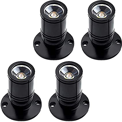 Klein LED Einbaustrahler 4 Stück 1W Mini led spot, 360° Schwenkbar, 230V 100lm Aluminium Deckenstrahler Deckenspots für Schrank, Flur, Galerien, Geschäfte