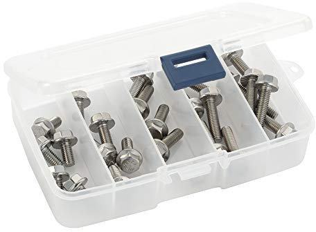 M6 x 8mm 10mm 12mm 16mm 20mm Flanged Hex Head Bolts Flange Hexagon Screw Assortment, Stainless Steel 18-8 (304), DIN 6921, Quantity 25