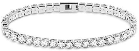 GNOCE Damen Schickes Tennisarmband mit Schnalle und Zirkonsteinen Sterling Silber Weiß Tennis Deluxe Armband Mode Schmuck für Sie (16)