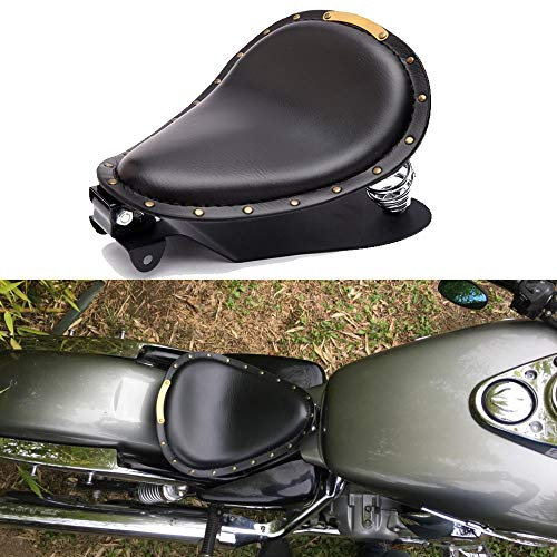 Moto Selle Bobber, Noir Siège solo de moto en cuir à ressort assis coussin de siège unique pour Bobber Sportster XL883 1200 48 quarante huit Softtail Dyna Street Glide Chopper