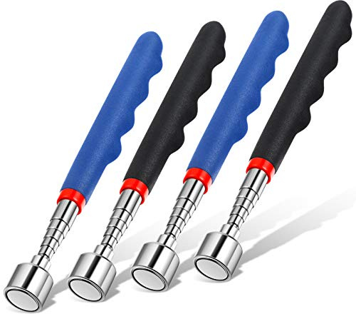Telescoping Magnetic Pickup Tool 20 Lbs Magnet Extension Tool Telescoping 30 Inch Extendable Stick Gadget for Men Suitable for Birthday Valentine's Day Father's Day Christmas(Blue and Black,4 Pieces)