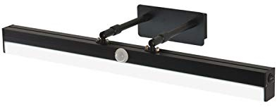 ACMHNC Bad Spiegelleuchte Mit Bewegungsmelder,LED Schwarz Spiegellampe Badezimmer Mit Schalter,4000K Schminklicht Badlampe Einstellbar&Drehba,Wandleuchten Aus Metall Für Spiegel Schminktisch,80cm/16w