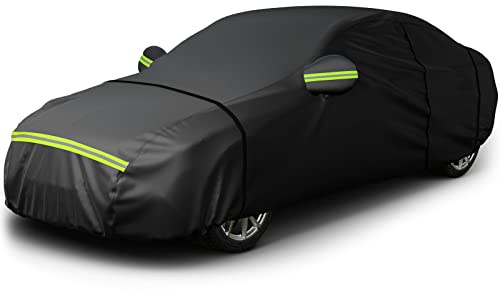 Favoto Cubierta de Coche Impermeable, Funda de Coche Exterior Oxford+Algodón con Cremallera para Sedán Anti-UV Transpirable Resistente al Polvo Lluvia Rasguño Nieve Sol al Aire Libre, 465x170x150cm