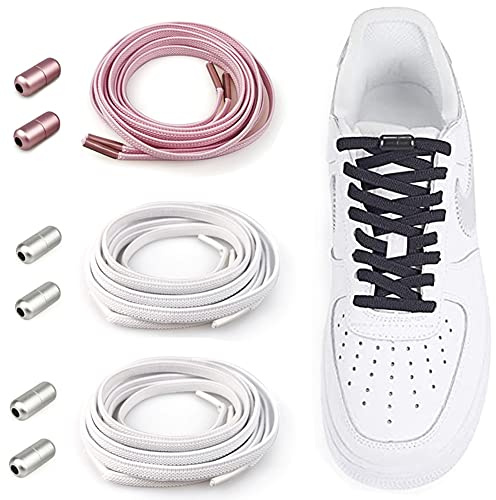 Cordones Elásticos Sin Nudo para Hombres Mujeres Niños | Cordones de Zapatos/Cordones Zapatillas Deporte Cordones Elásticos de Goma con Hebilla Metal [No es Necesario Atar los Cordones de los Zapatos]