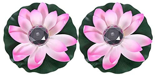 SOLUSTRE 2 Stücke LED Solarleuchten Lotus Solarlampe Künstliche Seerosen Lilien Solar Gartenleuchten Teichlicht Schwimmende Lotusblüten für Gartendeko Teich Aquarium Deko Gartenteich Dekoration