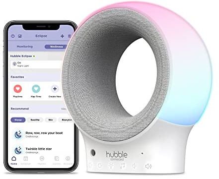 Hubble Eclipse Smart Baby Audio Monitor & Soother with 7-Colour Night Light, Speaker with Calming Music & Sleep Tracks, Room Temperature Sensor, Sleep Trainer with Wi-Fi Connectivity