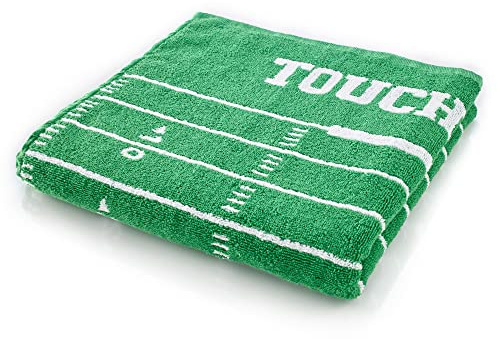 40YARDS American Football Spielfeld Handtuch/Badetuch/Strandtuch XXL | 100 % Baumwolle | Größe: 70 x 140 cm | 500 g/m² | Football Spielfeld Design | Handtuch für Bad, Strand und Football Fans