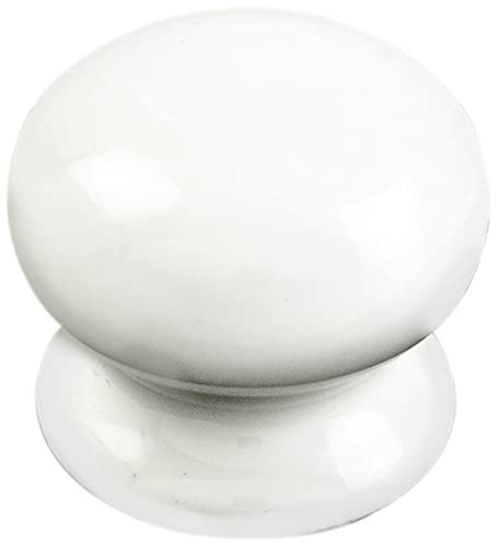 Round Porcelain Cupboard Door Knob - 43mm Diameter -White Antique Cabinet Handle | Small Cupboard Door Knob - Wardrobe Cabinet Pull Handle - Suitable for Lightweight Internal Doors