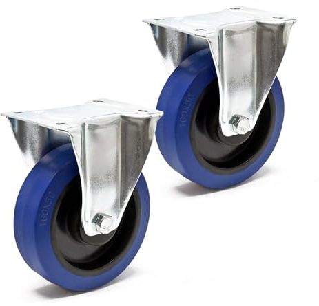 ‌Juego de 2 ruedas fijas 160 mm ruedas de plástico placa de montaje máx. 300 kg/rueda