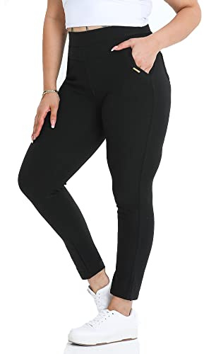 Kendindza Damen Hosen elegant Stoffhose Damen elegant Hose Anzughose Damenhose mit Gummizug Stretch Hose Schwarze Schlupfhose schwarz z 42 3XL