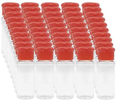 Dasertoe 50 vacías de plástico para para almacenar condimentos de barbacoa, salero, pimienta, etc. 100 ml, color rojo