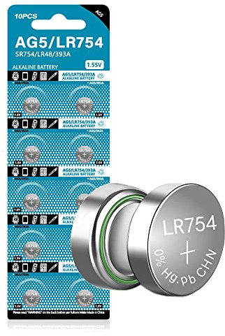 Cotchear AG5 Button Cell Battery 1.5V LR754 Battery 393 SR48 L754 SR754 Alkailine Coin Batteries [10Pcs/Pack]