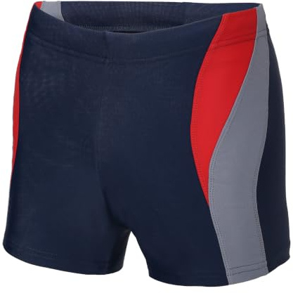 Ladeheid Bañador corto para hombre, calzoncillos tipo bóxer para hombre, para la playa y la piscina, cómodo y cómodo, LA40-255, Azul Marino/Rojo/Gris, 3XL