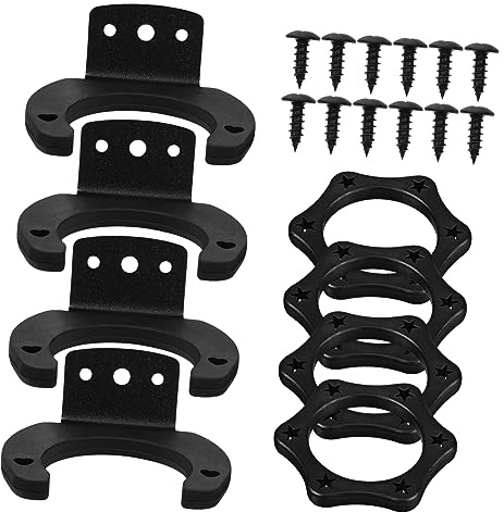 Mikrofon Wandhalterung 4 Stück mit Anti Rolle Ring für Kabellosmikrofone | Silikon und Eisen, Schwarz, für Heim und Ktv, Inklusive Montageschrauben, Sechseckige Form