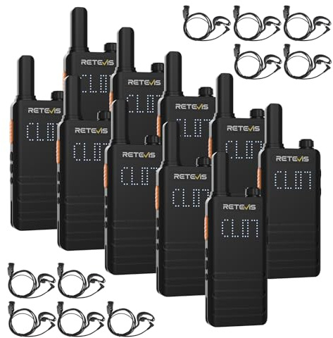 Retevis B63H Walkie Talkie, RT622P 2.0, PMR446 Dünn Funkgerät mit Bildschirm, 15mm Ultradünn, USB C, 103g Tragbar, Professionelles Funkgerät Set für Schul, Sicherheit (10 Stück, Schwarz)