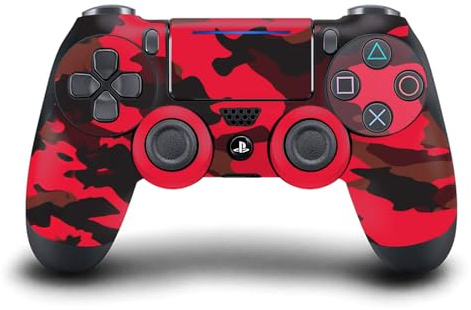 Head Case Designs Red Camo Camouflage Vinyl Sticker Gaming Skin Decal Cover Compatible With Sony PlayStation 4 PS4 DualShock 4 Controller